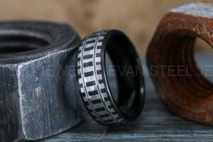 Railroad Ring, Railroad Wedding Band, Train Tracks Ring, Train Tracks Wedding Ring, Black Tungsten Wedding Ring, Tungsten Wedding Band