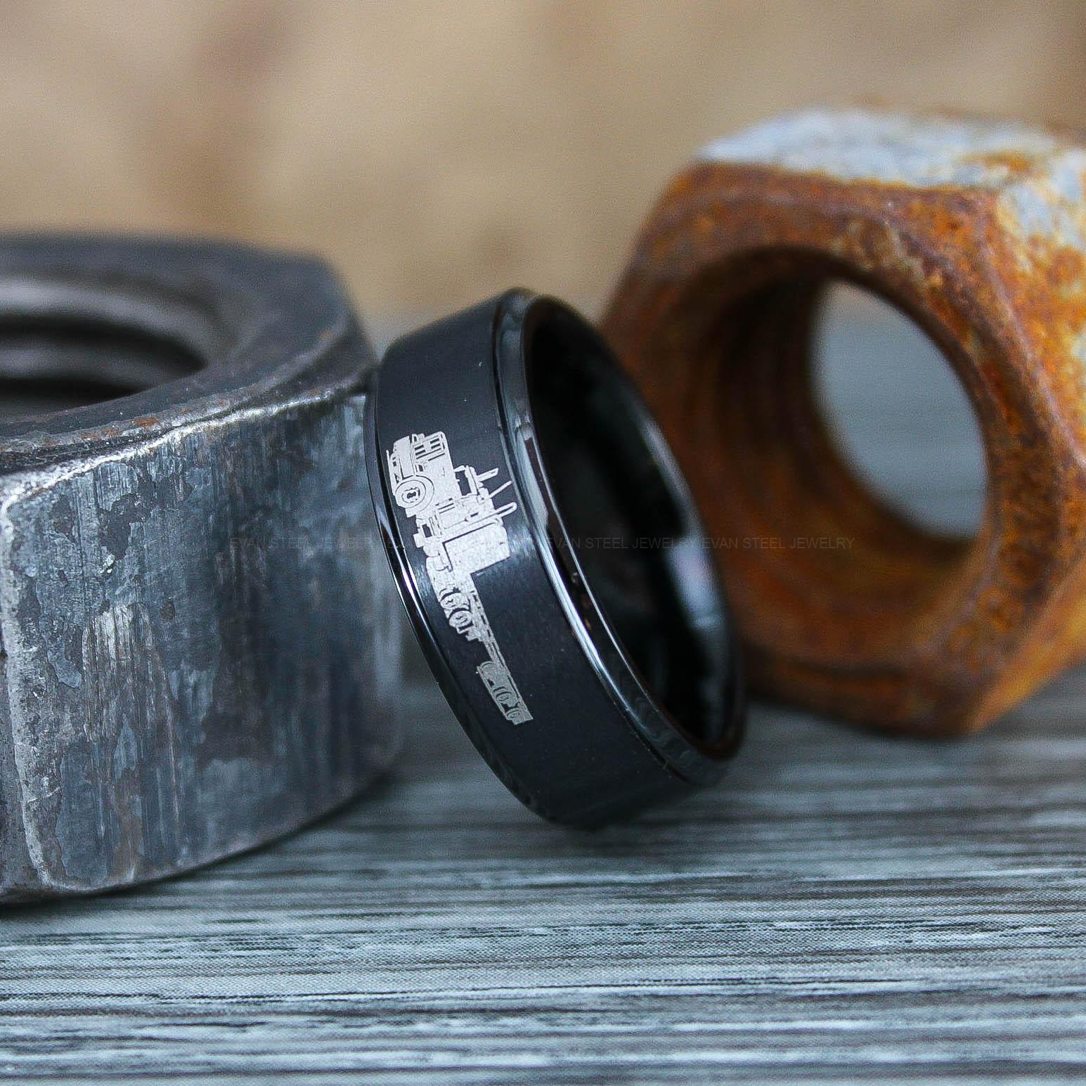 IMG_0780 Truck Driver Ring, Trucker Ring, Tractor Trailer Ring, Trucker Life Ring, Trucker Jewelry, Truck Driver Wedding Band - Image 1
