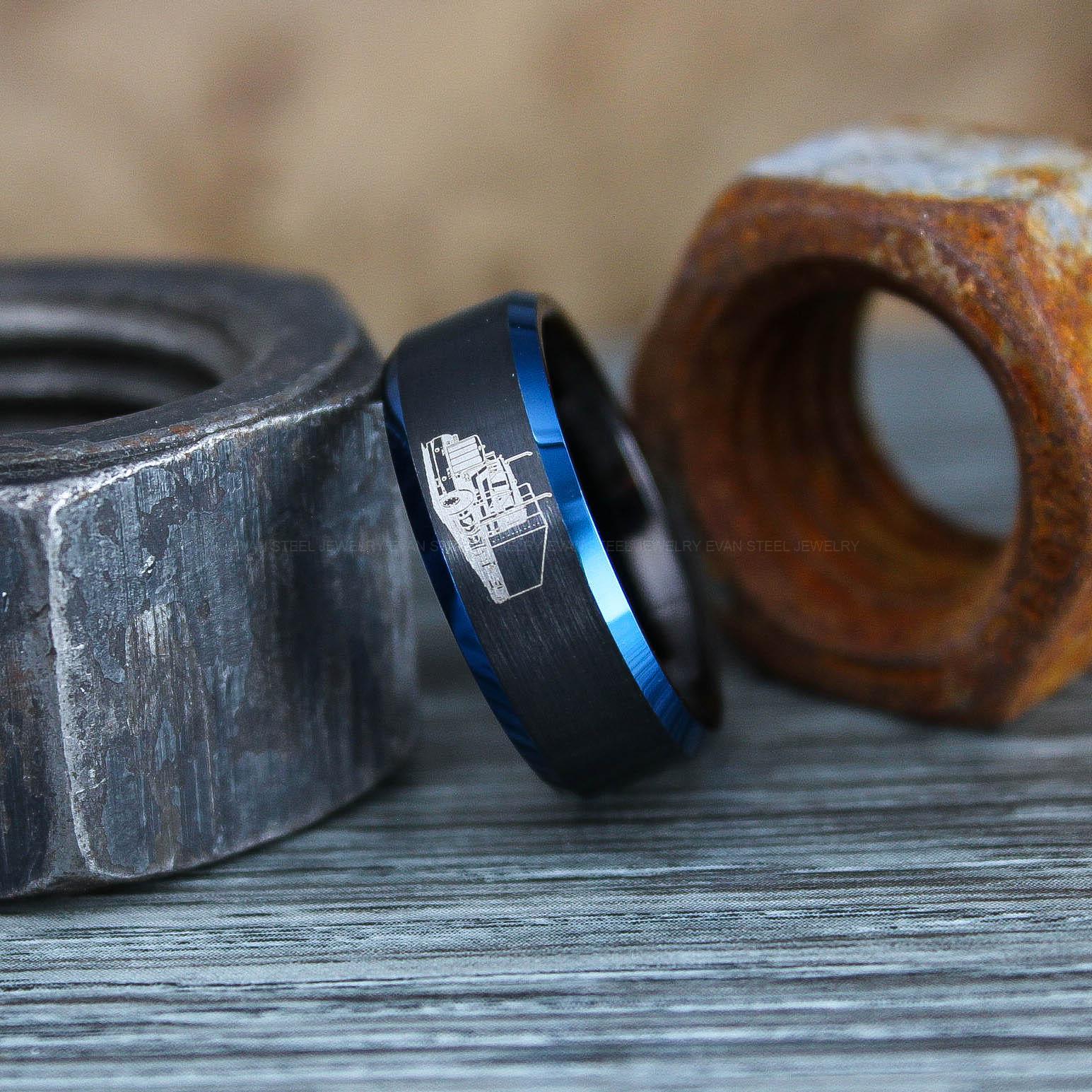 IMG_0782 Truck Driver Ring, Trucker Ring, Tractor Trailer Ring, Trucker Life Ring, Trucker Jewelry, Truck Driver Wedding Band - Image 1