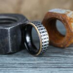 Railroad Ring, Railroad Wedding Band, Train Tracks Ring, Train Tracks Wedding Ring, Black Tungsten Wedding Ring, Tungsten Wedding Band