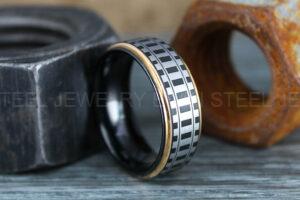 Railroad Ring, Railroad Wedding Band, Train Tracks Ring, Train Tracks Wedding Ring, Black Tungsten Wedding Ring, Tungsten Wedding Band