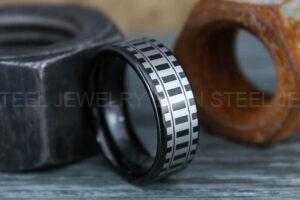 Railroad Ring, Railroad Wedding Band, Train Tracks Ring, Train Tracks Wedding Ring, Black Tungsten Wedding Ring, Tungsten Wedding Band