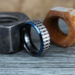 Railroad Ring, Railroad Wedding Band, Train Tracks Ring, Train Tracks Wedding Ring, Black Tungsten Wedding Ring, Tungsten Wedding Band