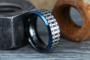 Railroad Ring, Railroad Wedding Band, Train Tracks Ring, Train Tracks Wedding Ring, Black Tungsten Wedding Ring, Tungsten Wedding Band