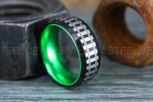 Railroad Ring, Railroad Wedding Band, Train Tracks Ring, Train Tracks Wedding Ring, Black Tungsten Wedding Ring, Tungsten Wedding Band