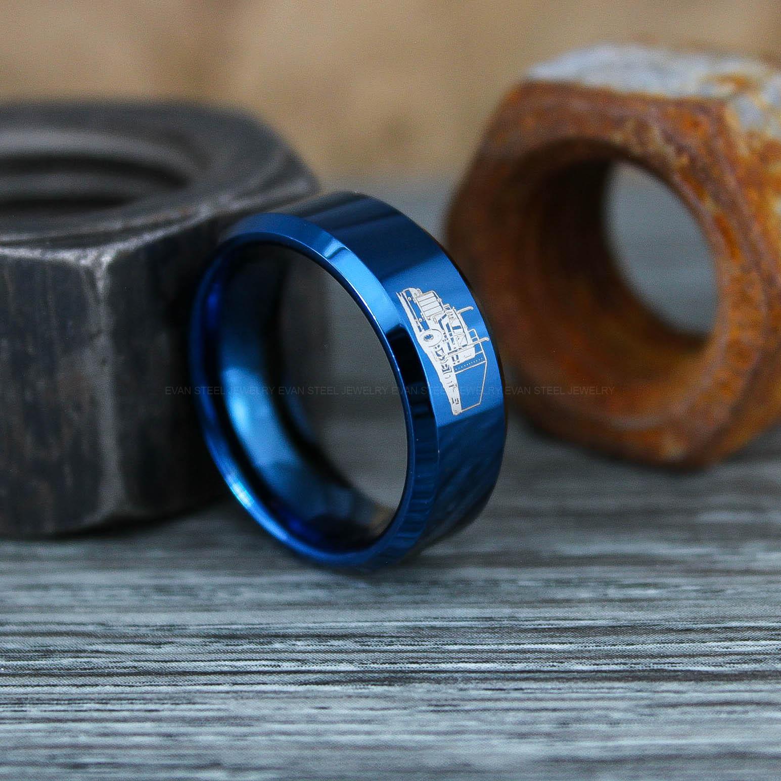 IMG_0799 Truck Driver Ring, Trucker Ring, Tractor Trailer Ring, Trucker Life Ring, Trucker Jewelry, Truck Driver Wedding Band - Image 1