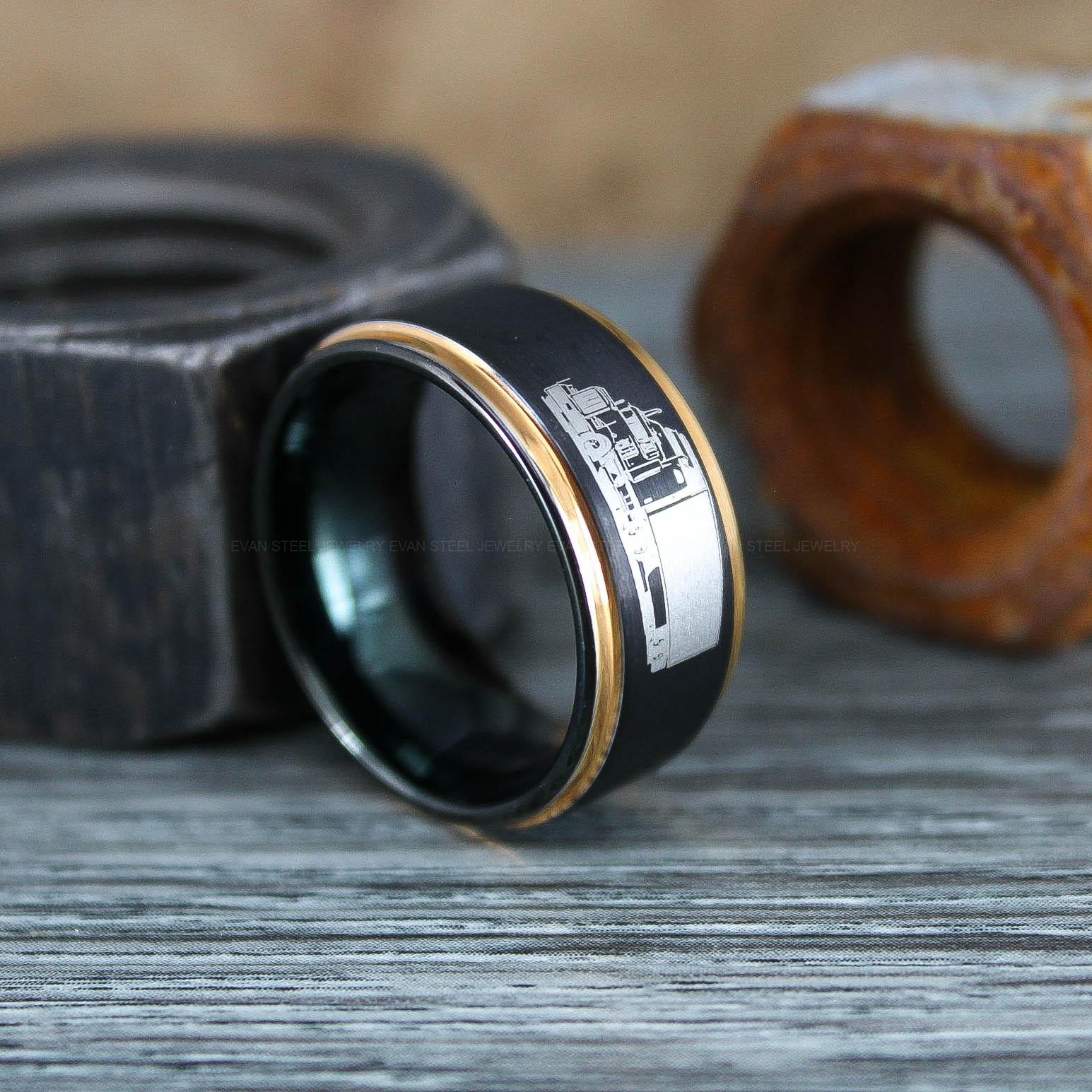 IMG_0802 Truck Driver Ring, Trucker Ring, Tractor Trailer Ring, Trucker Life Ring, Trucker Jewelry, Truck Driver Wedding Band - Image 1