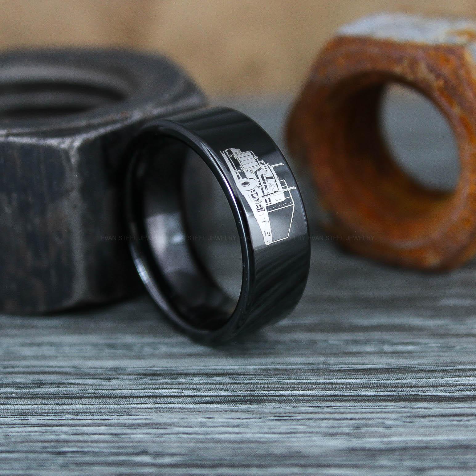 IMG_0806 Truck Driver Ring, Trucker Ring, Tractor Trailer Ring, Trucker Life Ring, Trucker Jewelry, Truck Driver Wedding Band - Image 1