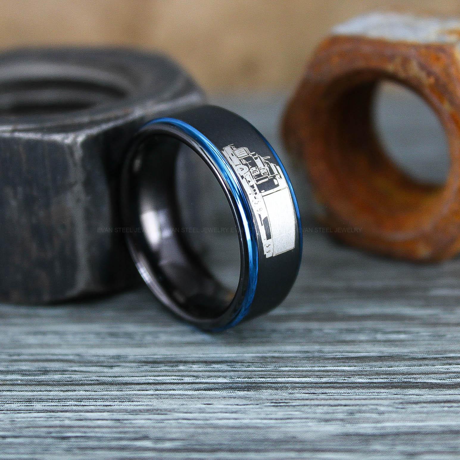 IMG_0807 Truck Driver Ring, Trucker Ring, Tractor Trailer Ring, Trucker Life Ring, Trucker Jewelry, Truck Driver Wedding Band - Image 1