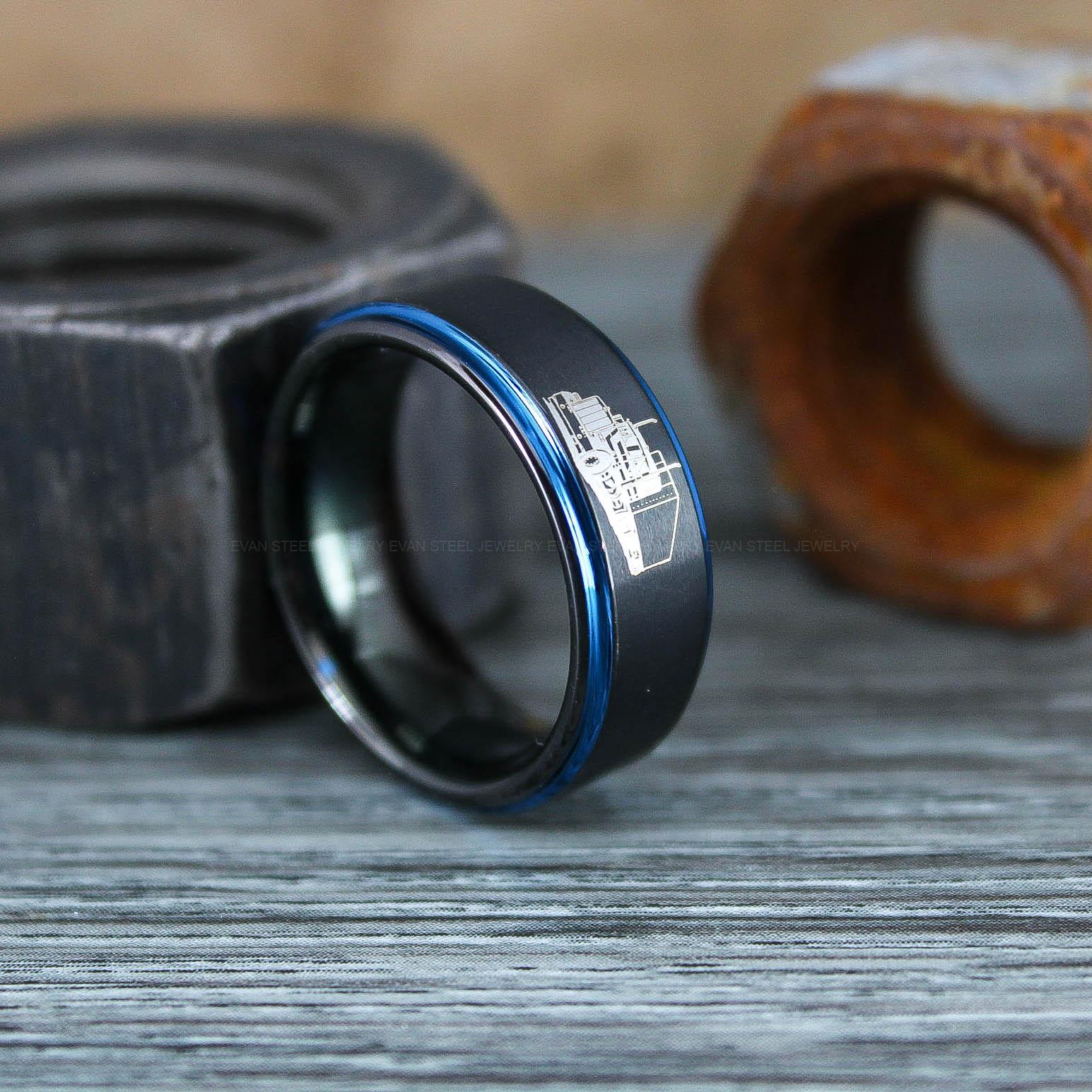 IMG_0811 Truck Driver Ring, Trucker Ring, Tractor Trailer Ring, Trucker Life Ring, Trucker Jewelry, Truck Driver Wedding Band - Image 1