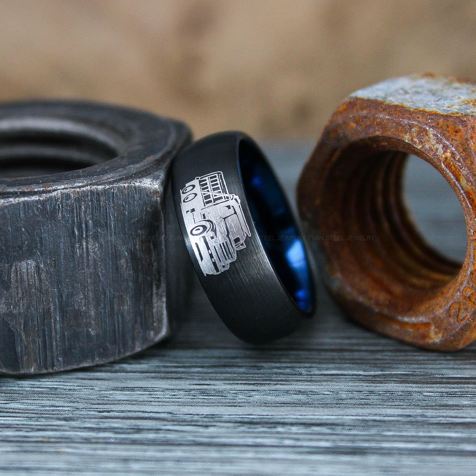 IMG_0813 Dump Truck Ring, Truck Driver Ring, Trucker Ring, Tractor Trailer Ring, Trucker Life Ring, Trucker Jewelry, Truck Driver Wedding Band - Image 1
