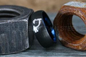 Backhoe Ring, Excavator Ring, Tractor Ring, Construction Machinery Ring, Backhoe Jewelry, Excavation Machinery Ring, Bulldozer Ring, Black Tungsten Wedding Ring, Black Tungsten Ring