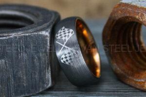 Racing Ring, Checkered Flag Ring, Auto Racing Ring, Checkered Racing Wedding Ring, Auto Racing Jewelry