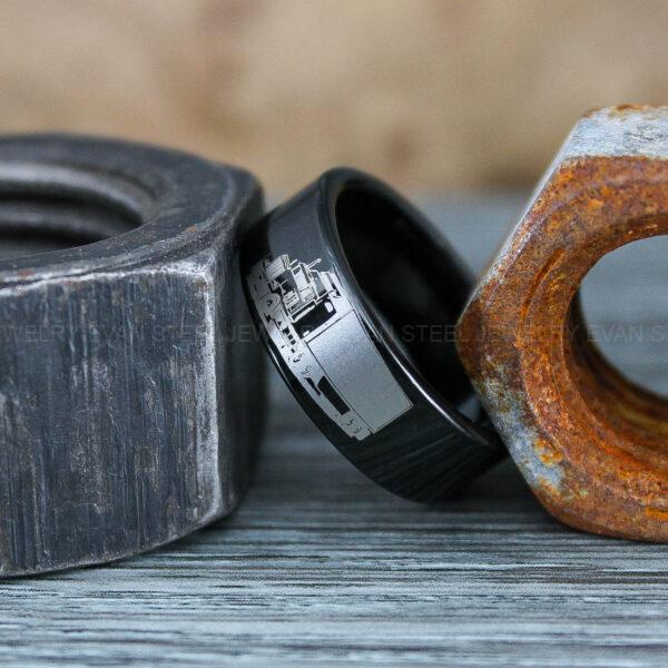 Truck Driver Ring, Trucker Ring, Tractor Trailer Ring, Trucker Life Ring, Trucker Jewelry, Truck Driver Wedding Band