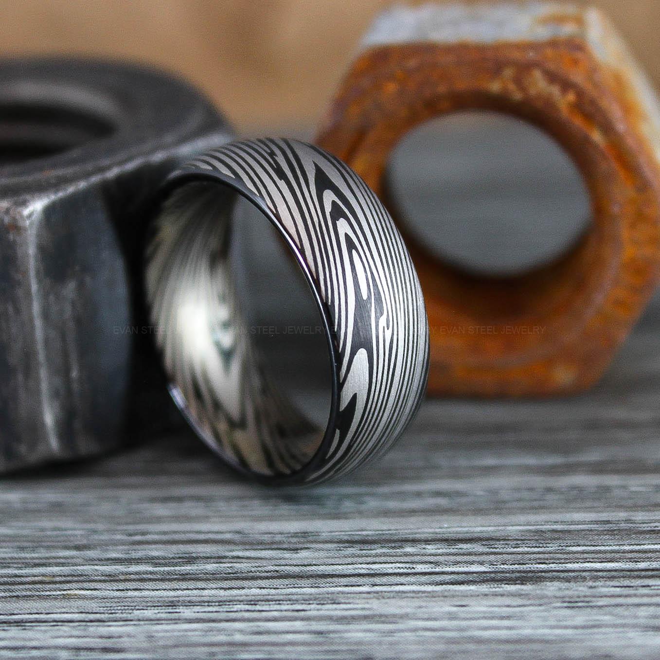IMG_0827 Damascus Steel Ring, Damascus Steel Wedding Ring, Damascus Steel Wedding Band - Image 1