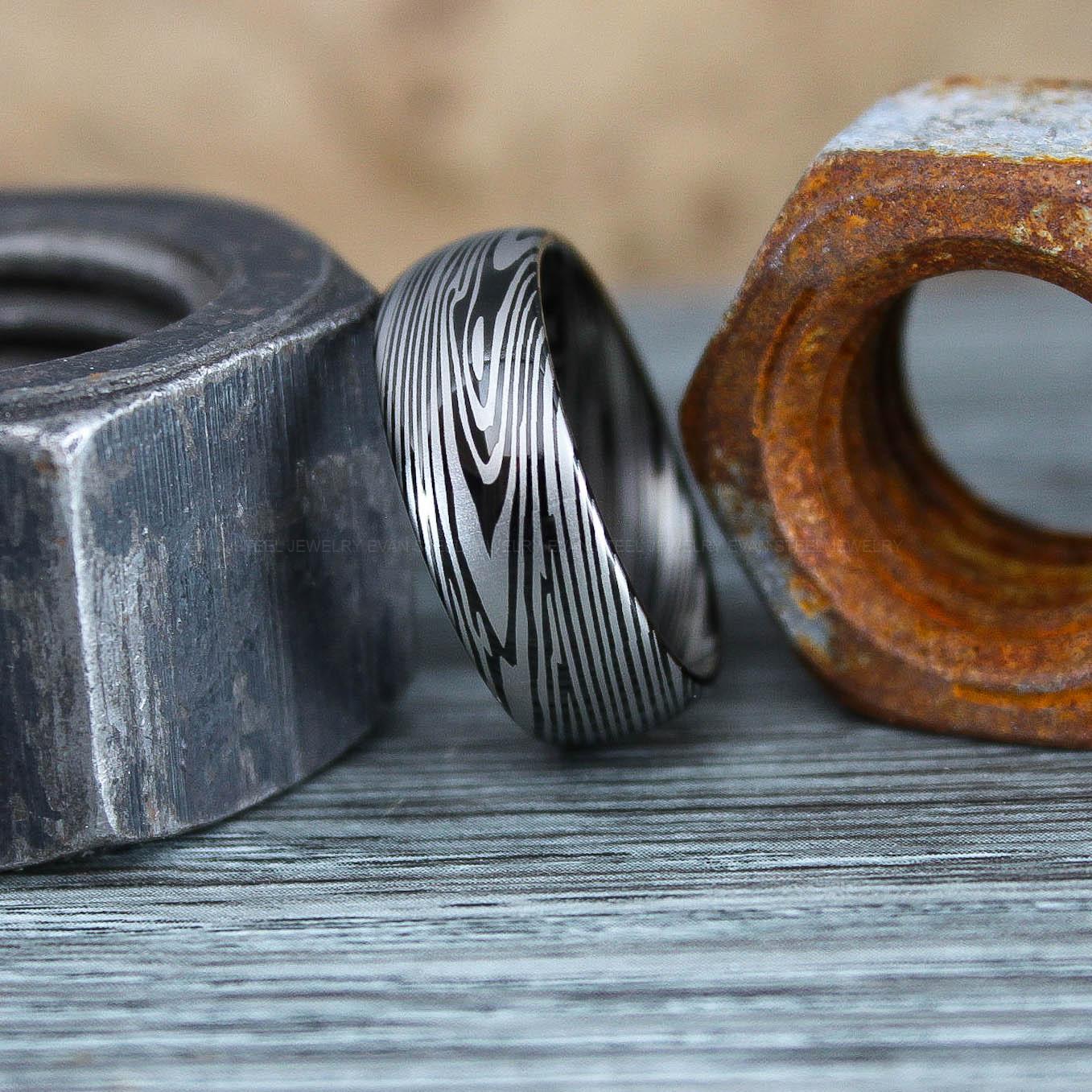 IMG_0828 Damascus Steel Ring, Damascus Steel Wedding Ring, Damascus Steel Wedding Band - Image 1