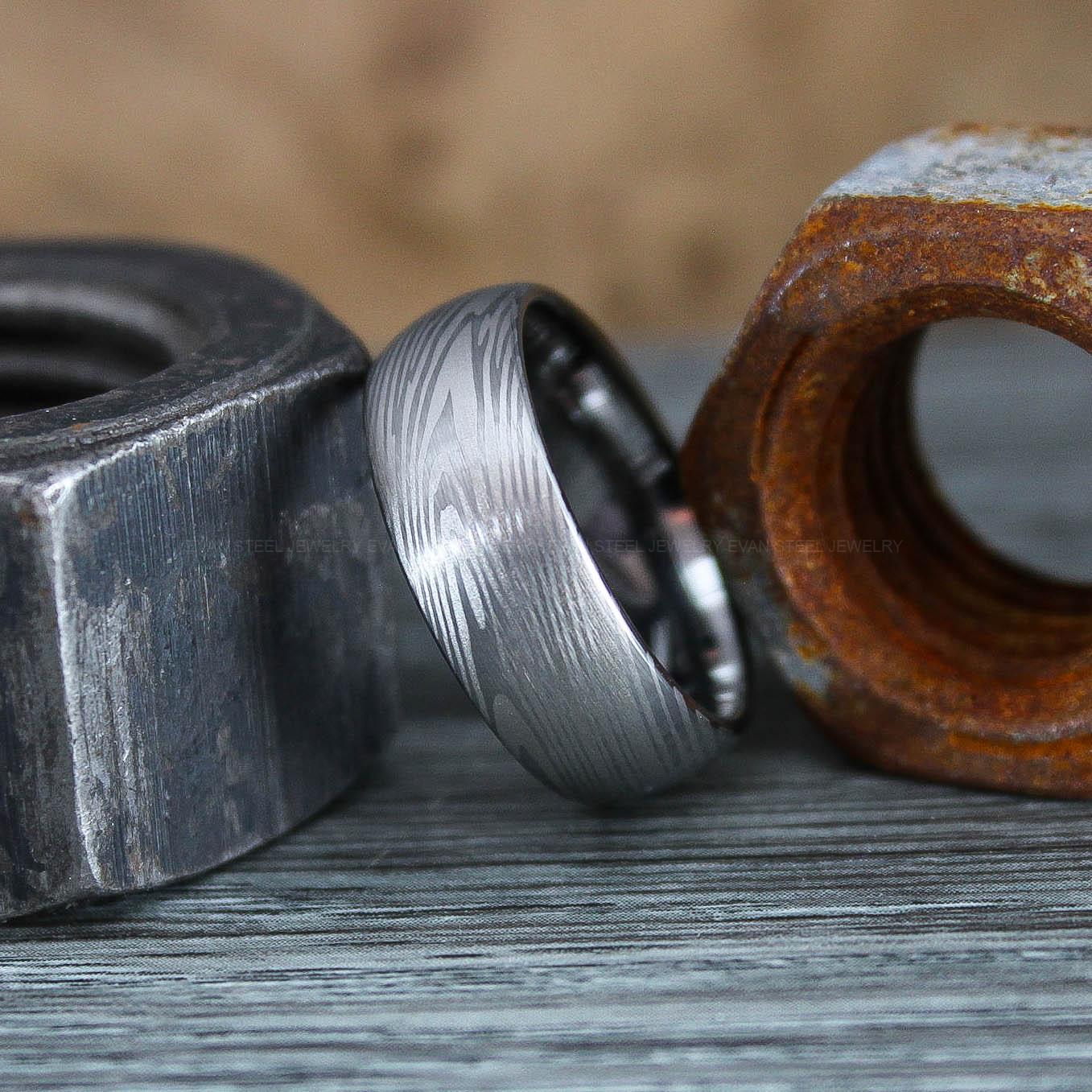 IMG_0829 Damascus Steel Ring, Damascus Steel Wedding Ring, Damascus Steel Wedding Band - Image 1