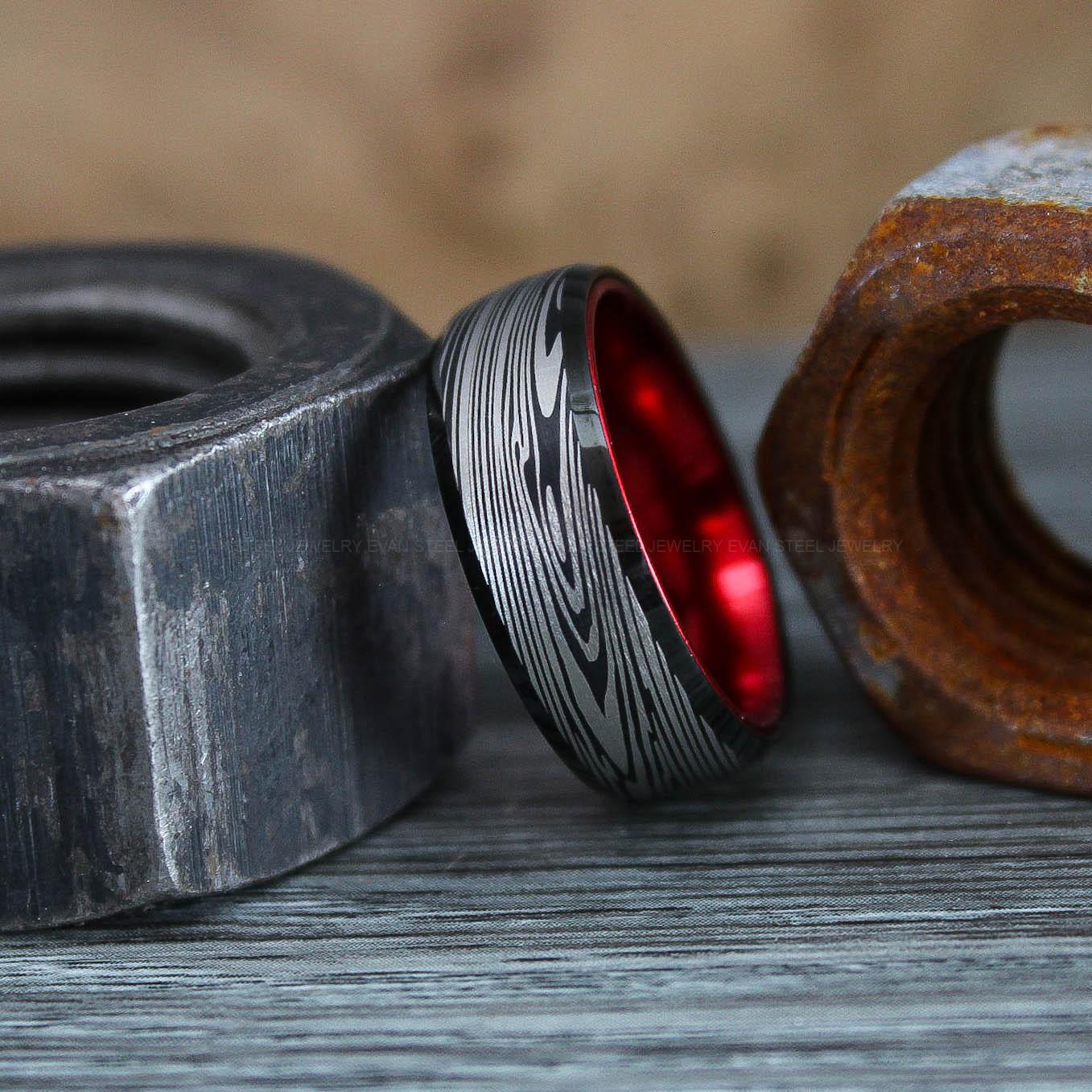 IMG_0831 Damascus Steel Ring, Damascus Steel Wedding Ring, Damascus Steel Wedding Band - Image 1