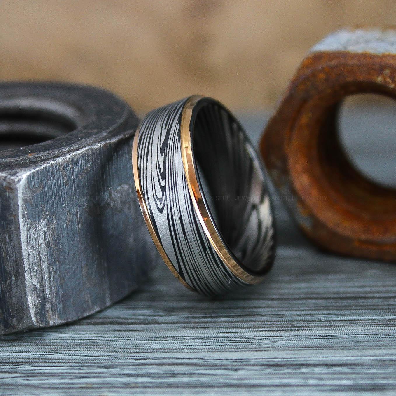 IMG_0837 Damascus Steel Ring, Damascus Steel Wedding Ring, Damascus Steel Wedding Band - Image 1
