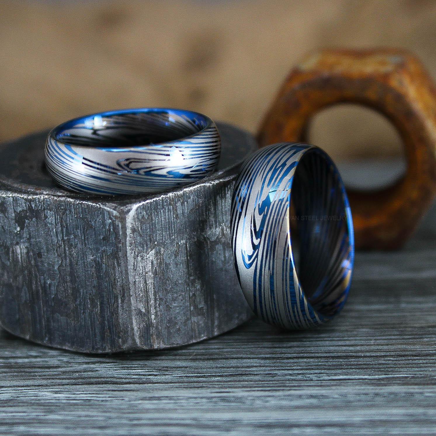 IMG_0844 Damascus Steel Rings, Damascus Steel Wedding Rings, Damascus Steel Wedding Bands - Image 1