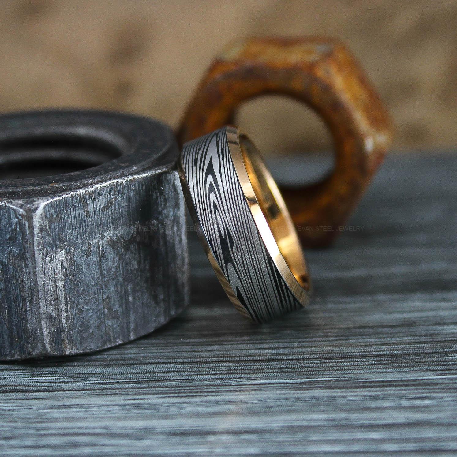 IMG_0845 Damascus Steel Ring, Damascus Steel Wedding Ring, Damascus Steel Wedding Band - Image 1