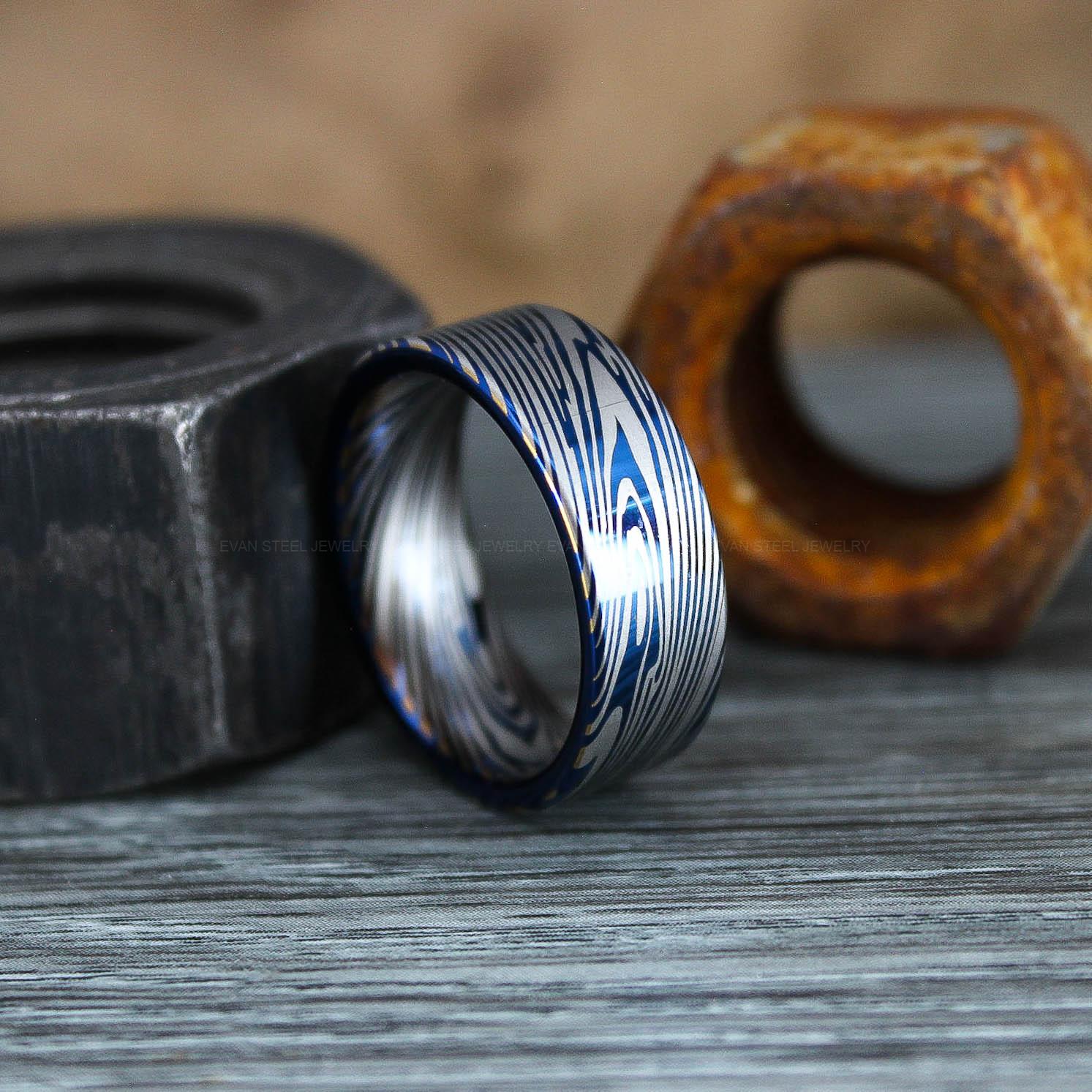 IMG_0848 Damascus Steel Ring, Damascus Steel Wedding Ring, Damascus Steel Wedding Band - Image 1