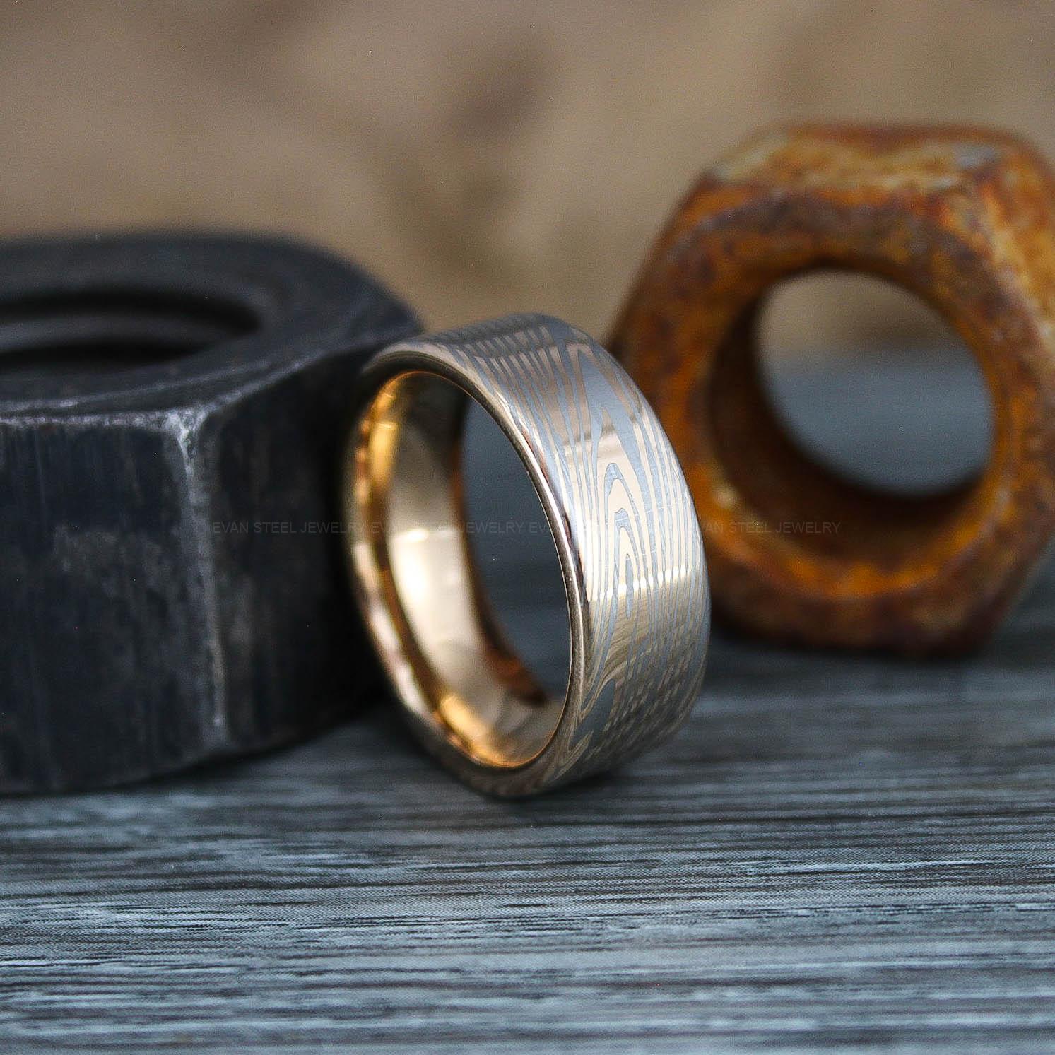 IMG_0851 Damascus Steel Ring, Damascus Steel Wedding Ring, Damascus Steel Wedding Band - Image 1