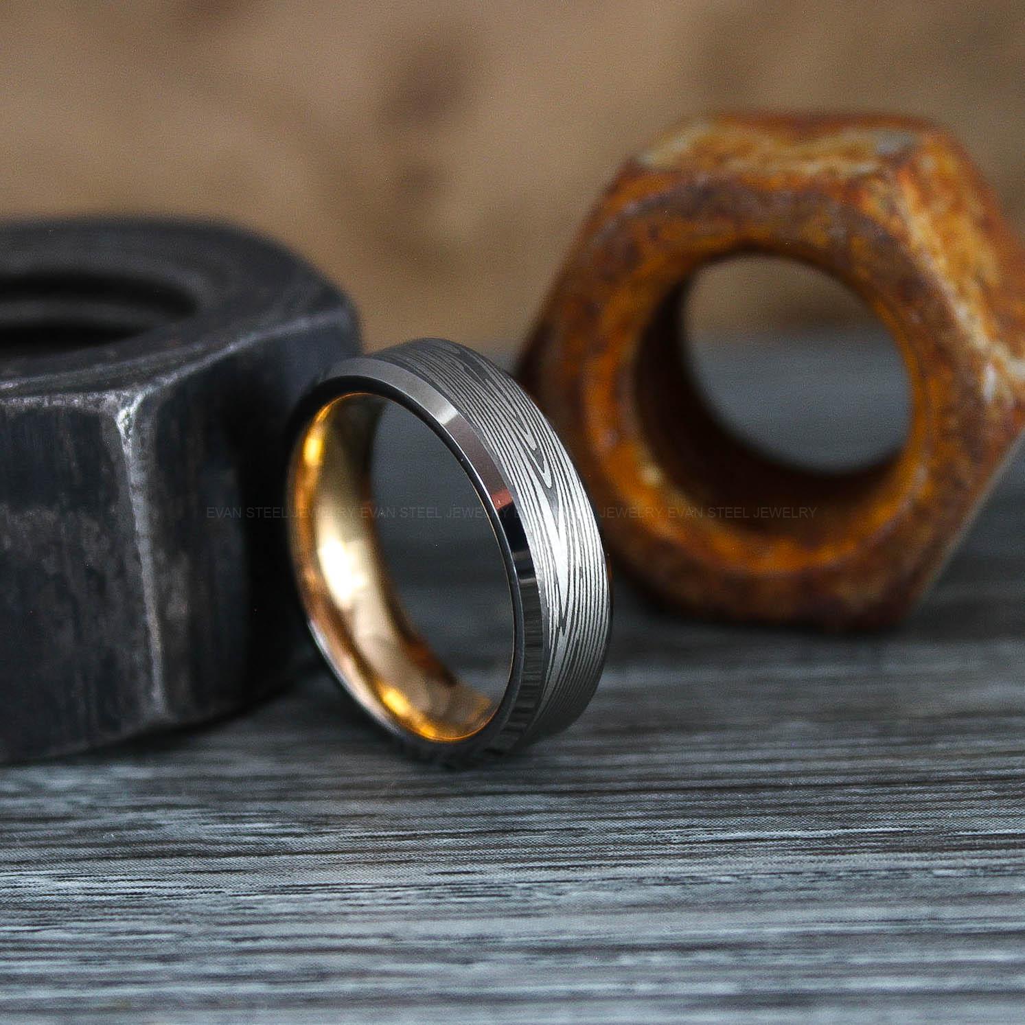 IMG_0853 Damascus Steel Ring, Damascus Steel Wedding Ring, Damascus Steel Wedding Band - Image 1