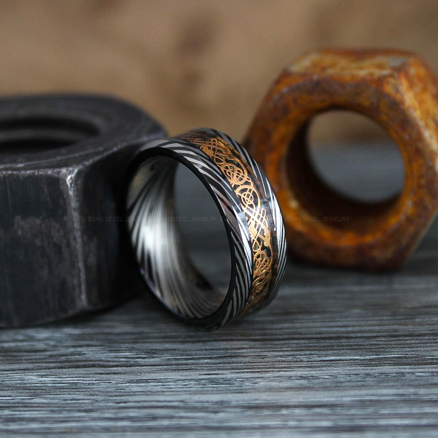 IMG_0856 Damascus Steel Ring, Damascus Steel Wedding Ring, Damascus Steel Wedding Band - Image 1