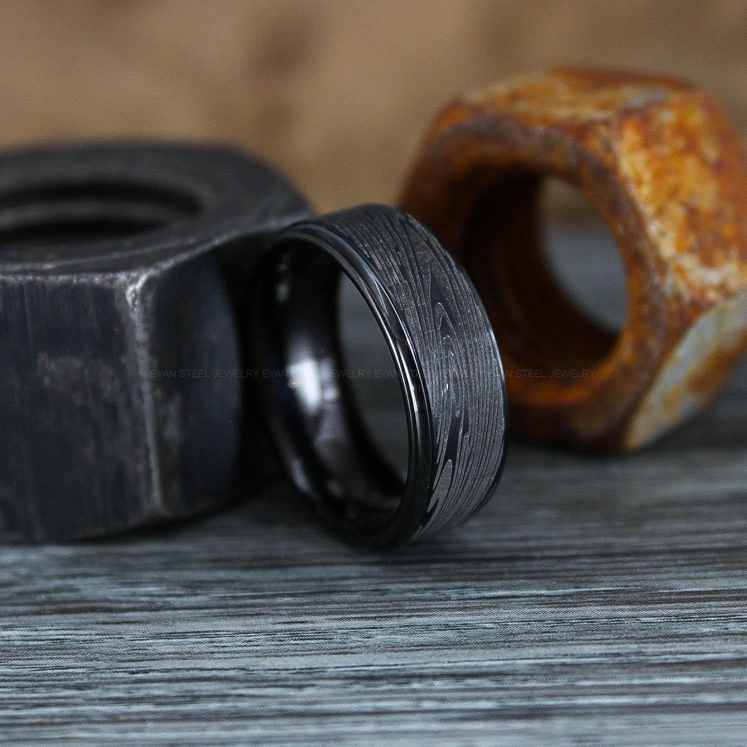 IMG_0860 Damascus Steel Ring, Damascus Steel Wedding Ring, Damascus Steel Wedding Band - Image 1