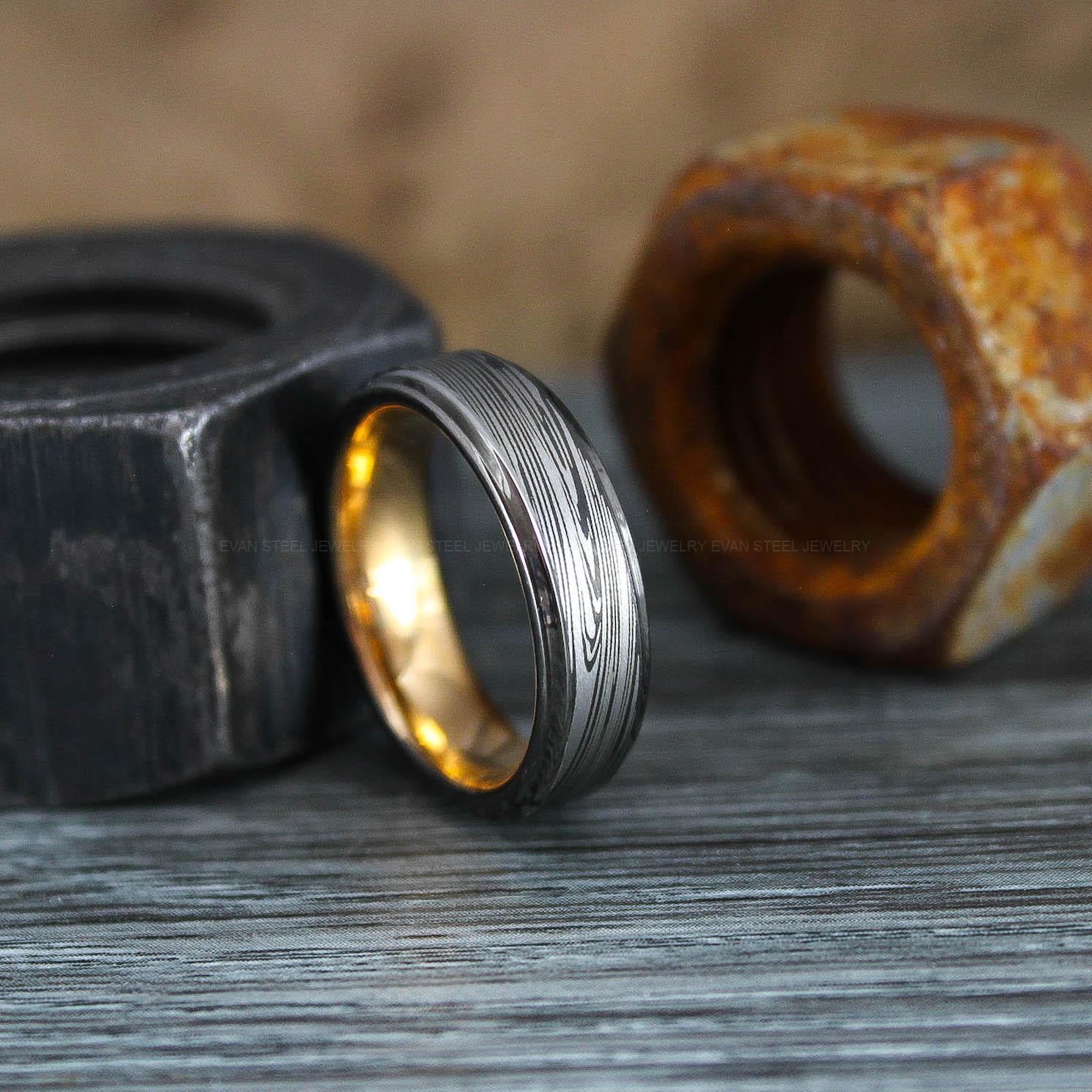 IMG_0878 Damascus Steel Ring, Damascus Steel Wedding Ring, Damascus Steel Wedding Band - Image 1