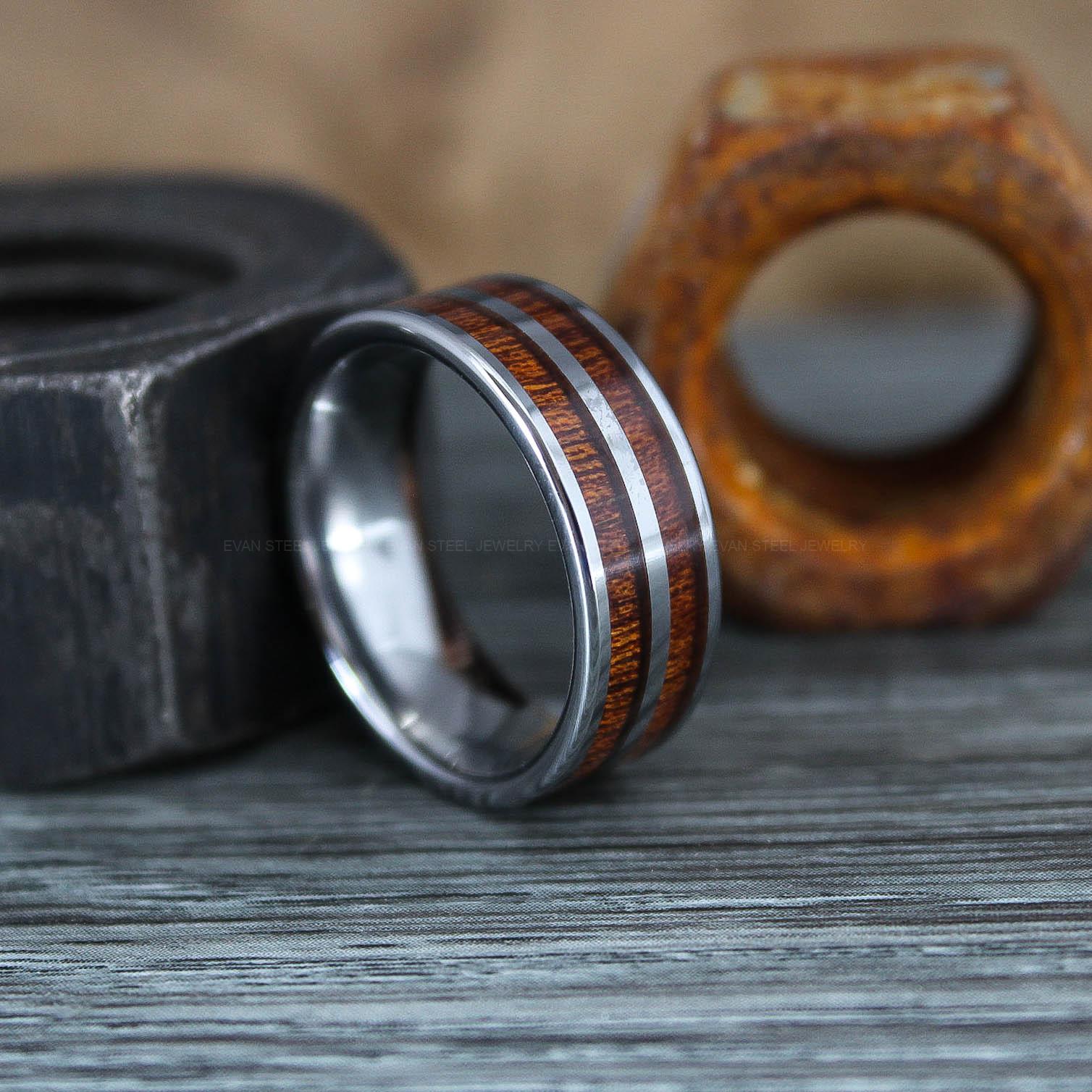 IMG_0889 Wood Ring, Wood Wedding Band, Silver Wedding Band, Koa Wood Wedding Ring - Image 1