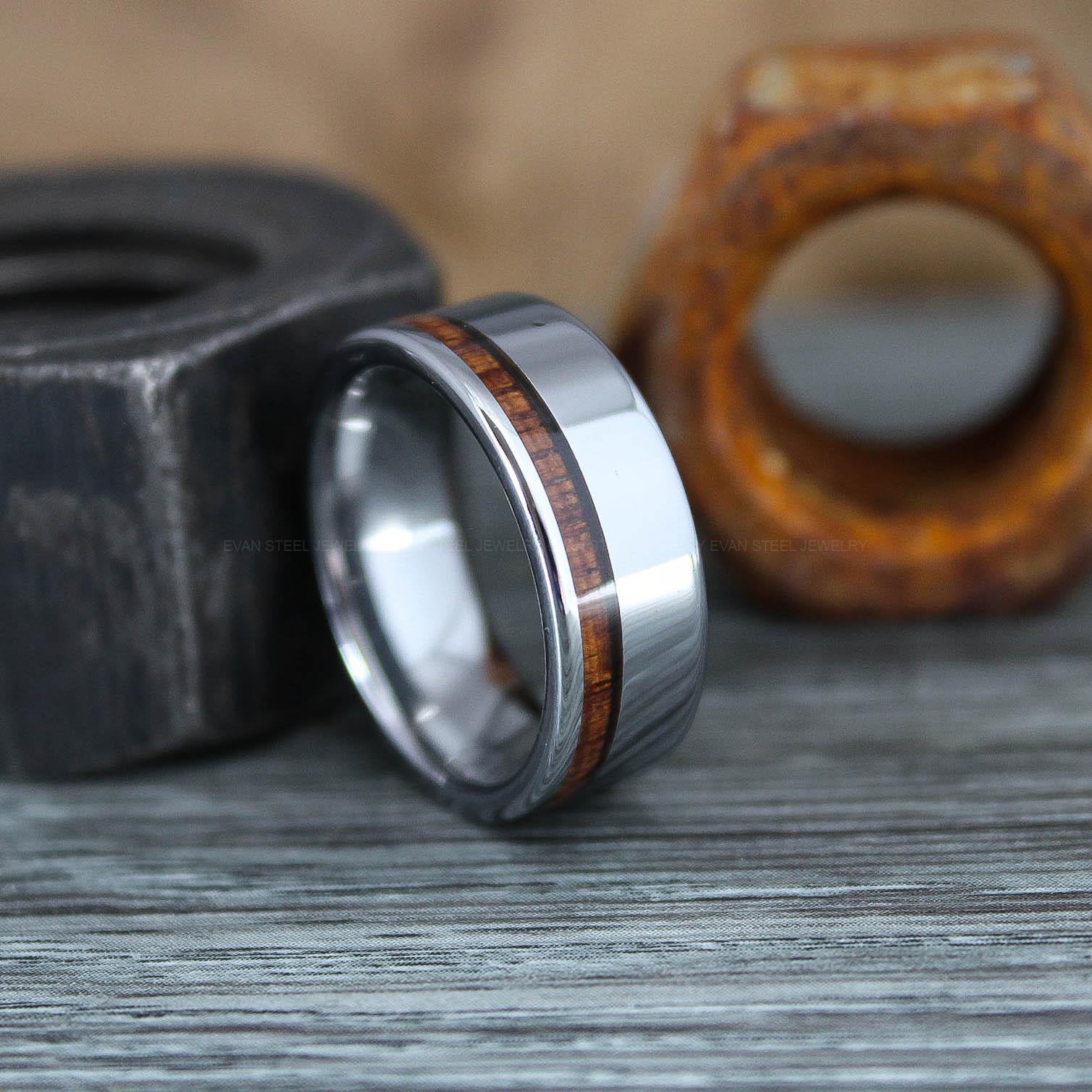 IMG_0891 Wood Ring, Wood Wedding Band, Silver Wedding Band, Koa Wood Wedding Ring - Image 1