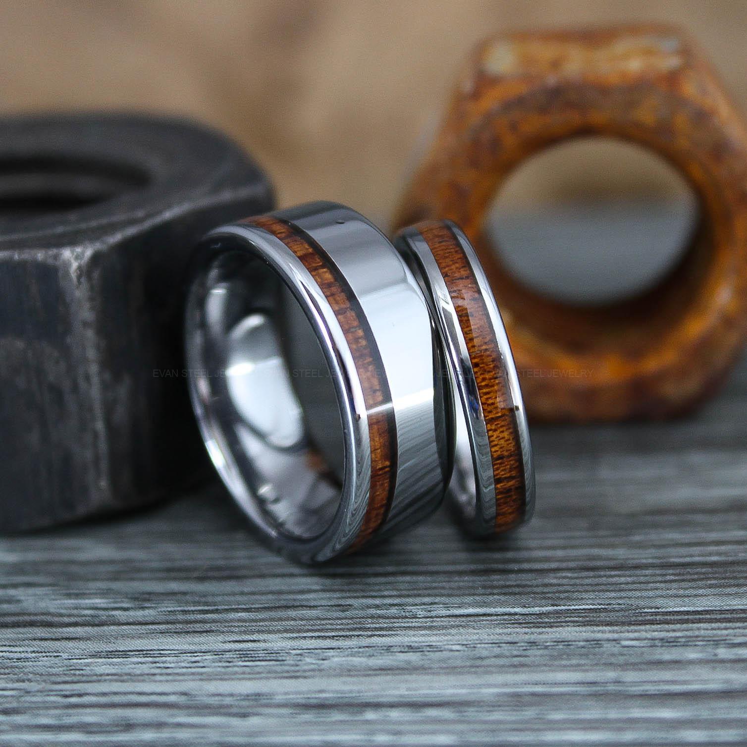 IMG_0892 Wood Rings, Wood Wedding Bands, Silver Wedding Bands, Koa Wood Wedding Rings - Image 1