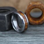 Wood Ring, Wood Wedding Band, Silver Wedding Band, Koa Wood Wedding Ring