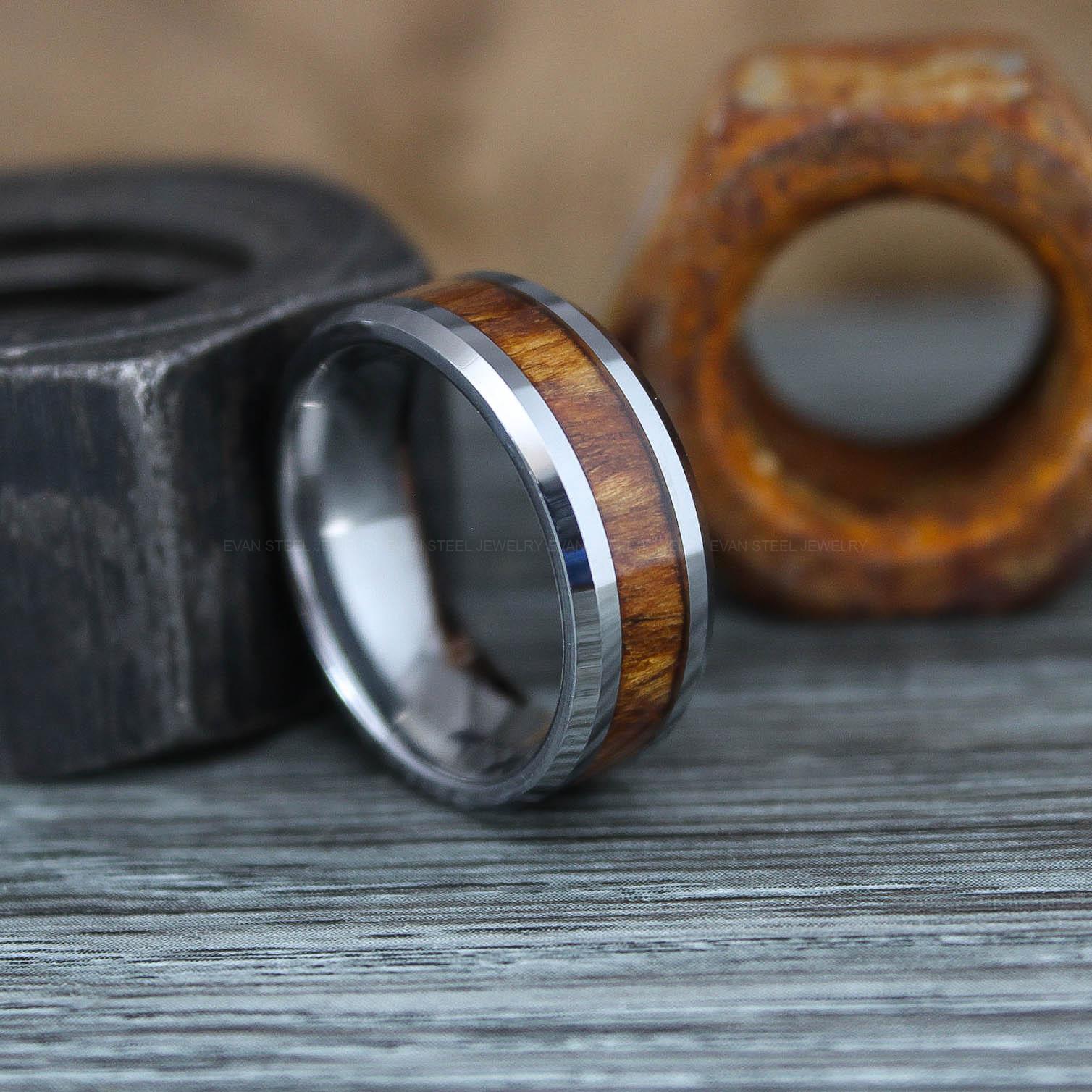 IMG_0893 Wood Ring, Wood Wedding Band, Silver Wedding Band, Koa Wood Wedding Ring - Image 1