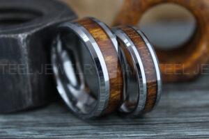 Wood Rings, Wood Wedding Bands, Silver Wedding Bands, Koa Wood Wedding Rings
