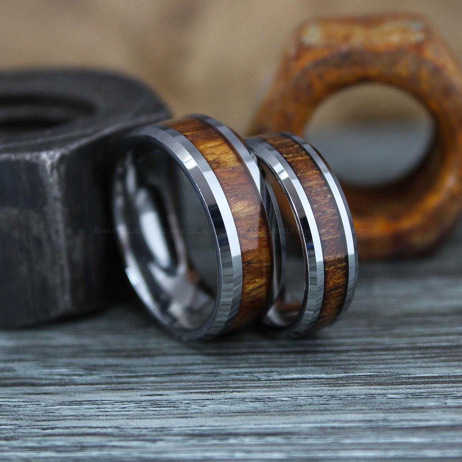 IMG_0894 Wood Rings, Wood Wedding Bands, Silver Wedding Bands, Koa Wood Wedding Rings - Image 1