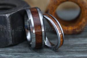 Wood Rings, Wood Wedding Bands, Silver Wedding Bands, Koa Wood Wedding Rings