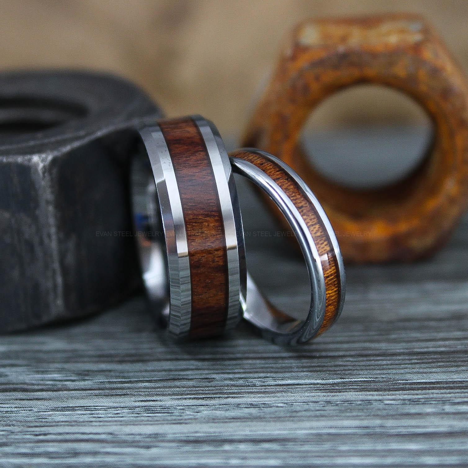 IMG_0896 Wood Rings, Wood Wedding Bands, Silver Wedding Bands, Koa Wood Wedding Rings - Image 1