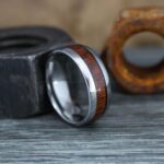 Wood Ring, Wood Wedding Band, Silver Wedding Band, Koa Wood Wedding Ring