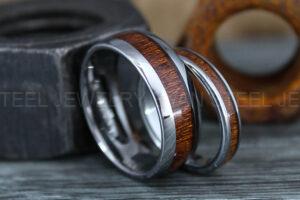 Wood Rings, Wood Wedding Bands, Silver Wedding Bands, Koa Wood Wedding Rings