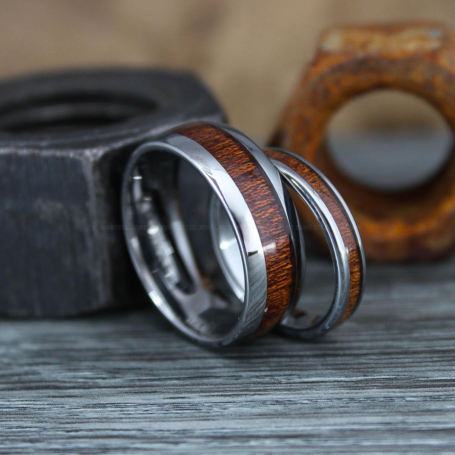 IMG_0898 Wood Rings, Wood Wedding Bands, Silver Wedding Bands, Koa Wood Wedding Rings - Image 1