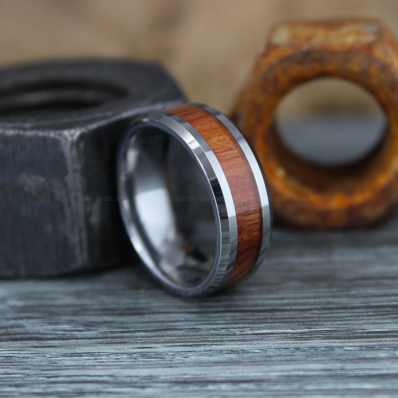 IMG_0899 Wood Ring, Wood Wedding Band, Silver Wedding Band, Koa Wood Wedding Ring - Image 1