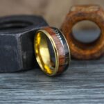 Wood Ring, Wood Wedding Band, Gold Wedding Band, Koa Wood Wedding Ring