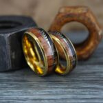Wood Ring, Wood Wedding Band, Gold Wedding Band, Koa Wood Wedding Ring - Image 4