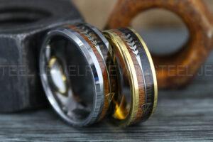Wood Rings, Wood Wedding Bands, Silver Wedding Bands, Koa Wood Wedding Rings