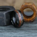 Wood Ring, Wood Wedding Band, Black Wedding Band, Koa Wood Wedding Ring