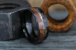Wood Ring, Wood Wedding Band, Black Wedding Band, Koa Wood Wedding Ring
