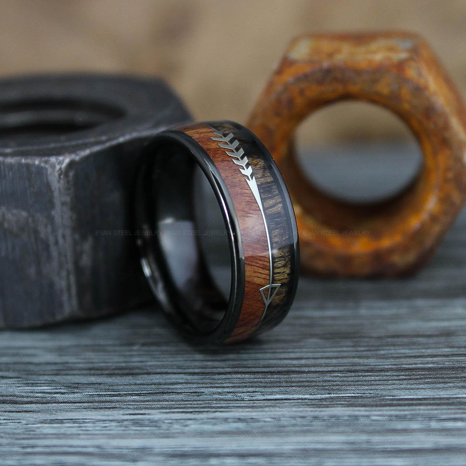 IMG_0908 Wood Ring, Wood Wedding Band, Black Wedding Band, Koa Wood Wedding Ring - Image 1